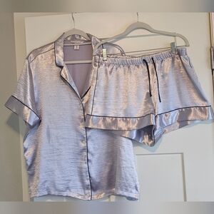Victoria's Secret Lavender Satin Short Sleeve Pajama Set